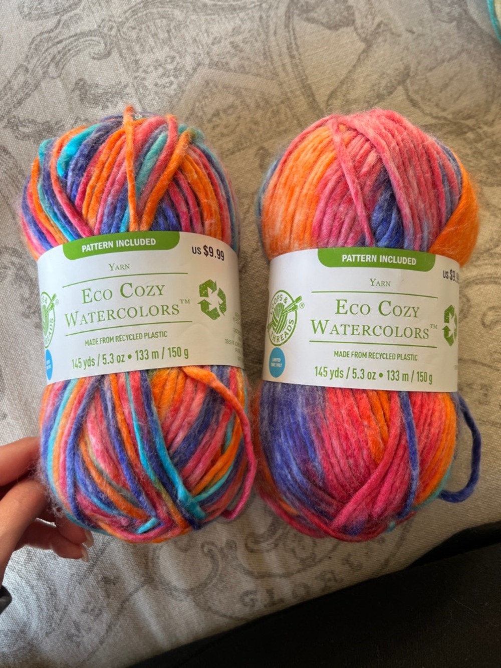 Loops & Threads Eco Cozy Watercolors Multicolor Yarn - Vibrant Rainbow Skeins